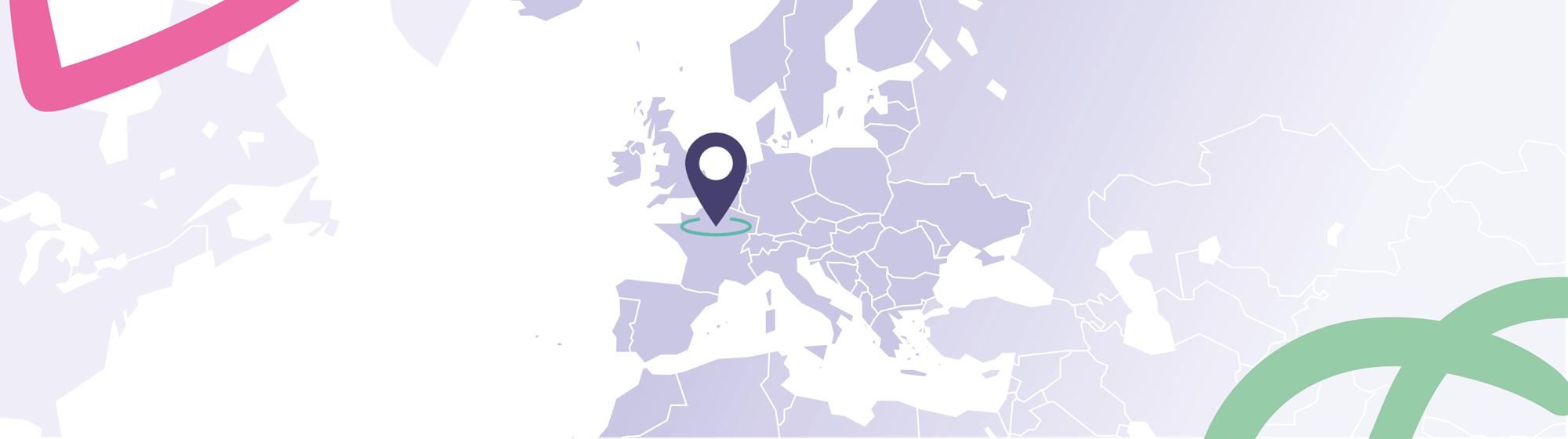 Promotional image for NRF ’26 Retail’s Big Show Europe featuring a map of Europe with an arrow pointing to Paris