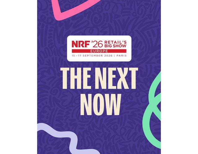 Promotional poster for the NRF Retail’s Big Show Europe 2026 event with the slogan “The Next Now,” in Paris from September 15 to 17, 2026.